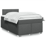 Gossi pat box spring cu saltea, gri inchis, 120x190 cm, textil