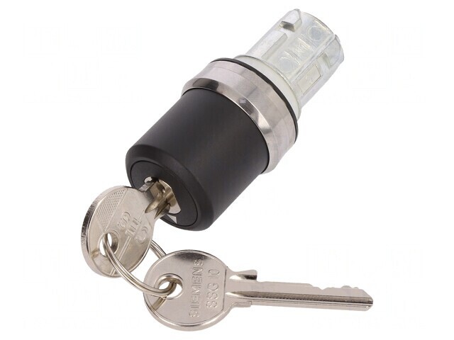 Comutator rotativ cu cheie 22mm 2 poziții negru