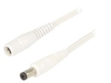 Cablu Alb DC 5,5/2,1 mm 2x0,5mm&sup2; cu Mufă și Soclu Drept