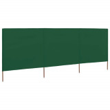 vidaXL Paravan anti-v&acirc;nt cu 3 panouri, verde, 400x120 cm, textil