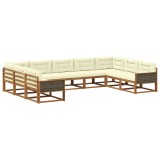 vidaXL Set de canapele de exterior cu pernă 9 pcs Natural și Crem 3382878