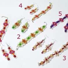 5 seturi florale bratara si cercei margele, handmade unicate