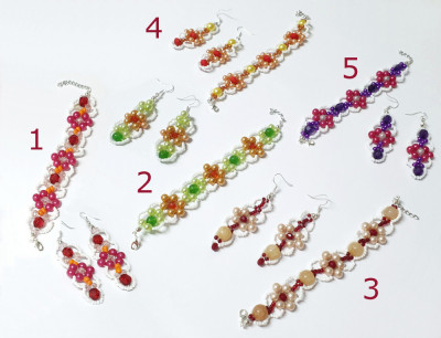 5 seturi florale bratara si cercei margele, handmade unicate foto