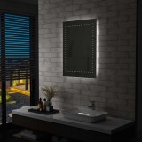 Oglinda LED Baie 60x80 cm Argintie vidaXL, Iluminare perete, Design modern, IP44