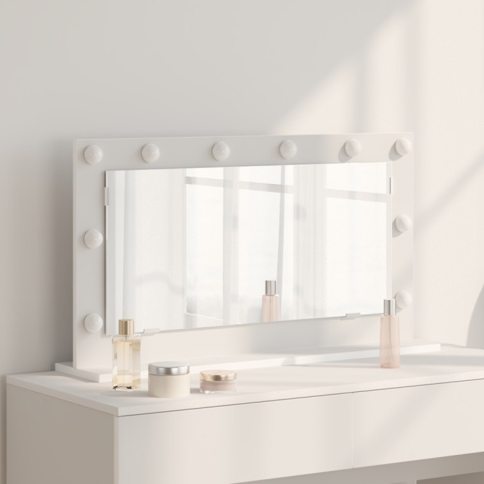 vidaXL Oglindă de toaletă cu lumini LED Albă 80x45x18 cm