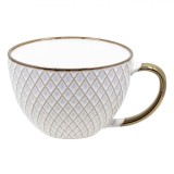 Ceașcă Ceramică, Model Romburi, Culoare Bej și Bronz, Capacitate 310 ml, Oem