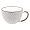 Ceașcă Ceramică, Model Romburi, Culoare Bej și Bronz, Capacitate 310 ml