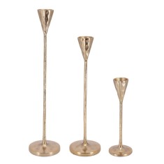 Set 3 sfesnice aluminiu auriu Sagar &Oslash;9,5x31h; &oslash;13x46h; &oslash;13x58h