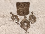 Argint SET MASIV unic YEMEN BRATARA reglabila CERCEI MEDALION vechi OPULENT