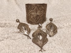 argint SET MASIV unic YEMEN BRATARA reglabila CERCEI MEDALION vechi OPULENT