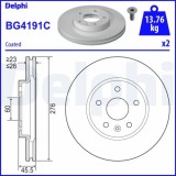 Set discuri frana fata DELPHI, Chevrolet Cruze, 2009-; Opel Astra J (P10), 09.2009-10.2015, Fata; puntea fata; Sistem de franare : diametru roata 15