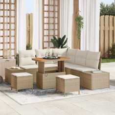 vidaXL Set de canapele pentru grădină 8 pcs Bej Rattan poli 3364736