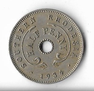 Moneda half penny 1934 - Southern Rhodesia foto