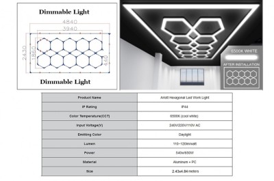 Sistem de Iluminare Plafon Hexagon / HoneyComb 3,94 x 1,86 m Lumina Ajustabila Performance AutoTuning foto