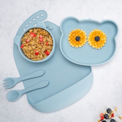 Set Diversificare, AppeKids, 100% Silicon, Panda - Aqua Blue foto