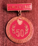 QW9 L 15 - Insigna - tematica comunism - UTC 50 de ani - 1922 - 1972 - Semicentenar!, Romania de la 1950