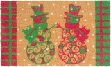 Covor de intrare MagicHome Snowmen, Cocos si PVC, 45x75 cm