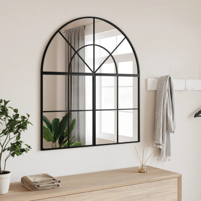 Oglinda de perete, negru, 80x40 cm, arcuita, fier GartenMobel Dekor