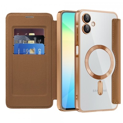 Husa MagSafe pentru Samsung Galaxy A06 A065, Techsuit, SmartMag Book, Maro foto