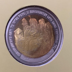 Felicitare medalie Crăciun religios 2009, argint cu aur, Monetăria Statului