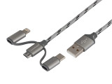 Cablu De &icirc;ncărcare și Sincronizare 120 Cm, 3 &icirc;n 1: Usb&amp;gt; Micro Usb + Lightning + Usb-c Carmotion 86551