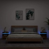 vidaXL Noptiere cu lumini LED, 2 buc., stejar fumuriu, 40x39x48,5 cm