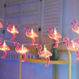 Șir de lumini LED - flamingo - 1,1 m - 10 LED - alb cald - 3 x AA