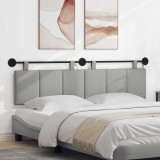 vidaXL Tăblie de pat suspendată Cu lumină LED Gri nori Țesătură 3424814