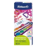 Acuarele Pelikan K12, set 12 culori + alb de zinc