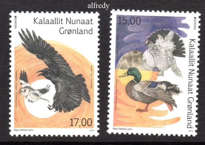 GROENLANDA 2019, EUROPA CEPT, Fauna, Pasari, serie neuzata, MNH