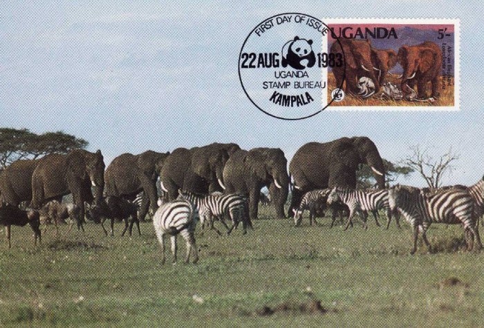 C2114 - Uganda 1983 - fauna carte maxima