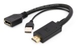 ADAPTOR video GEMBIRD, HDMI (T) la DisplayPort (M), rezolutie maxima 4K (3840 x 2160) la 30Hz, activ USB powered, black, &quot;A-HDMIM-DPF-01&quot; (timbru verd