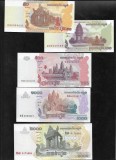 Set Bancnote Cambodgia: 50, 100, 500, 1000, 2000 Riels UNC - Colectie Numismatica