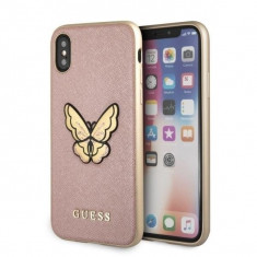 Husa Guess GUHCPXESPBRG iPhone XS X Rose Gold Butterfly Saffiano foto