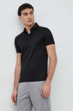 Emporio Armani tricou polo barbati, culoarea negru, neted