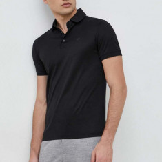 Emporio Armani tricou polo barbati, culoarea negru, neted