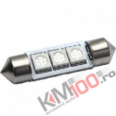 Bec LED SOFIT 36MM 3 SMD 5050 12V ALBA CALDA 3000K COD: PT139 foto