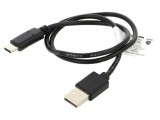 Cablu USB 2.0 A la C 0,5m negru aurit