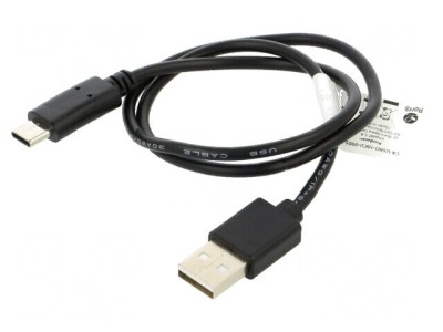 Cablu USB 2.0 A la C 0,5m negru aurit foto