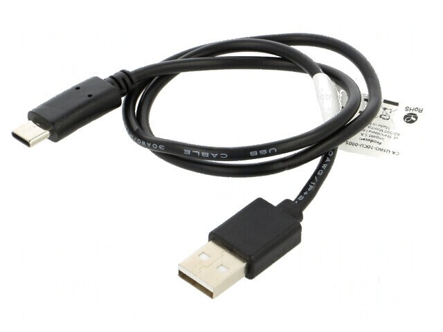 Cablu USB 2.0 A la C 0,5m negru aurit