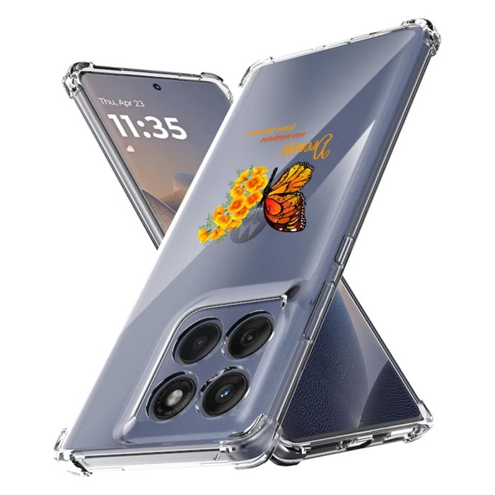 Husa antisoc pentru motorola edge 60 / edge 60 fusion - airbag tpu, col&Egrave;uri ranforsate- butterfly galben