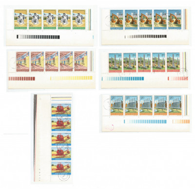 Romania, LP 962/1978, Industrie romaneasca, straif de 5 timbre, oblit. foto
