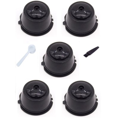 Set 5 Capsule cafea, reutilizabila, reincarcabila, compatibil Dolce Gusto, negru, cu periuta si lingurita foto
