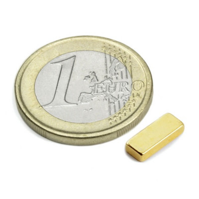 Magnet neodim bloc, 10x4x2 mm, putere 1,1 kg, N50, placat aur foto