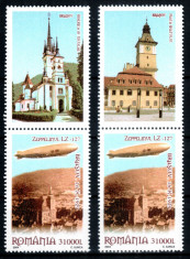 Romania 2004, LP 1652 a, Zeppelin Brasov, 2 serii viniete sus, MNH! LP 90,00 lei foto