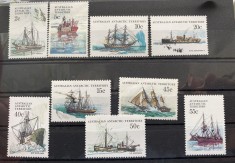 PC276 - Teritoriul Antarctic Australian (AAT) 1979 Vapoare/ Corabii, serie MNH, incomplet, 9v foto