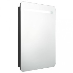 Dulap de baie cu oglinda si LED, negru, 60x11x80 cm foto
