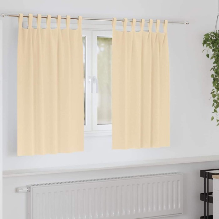Perdele cu perdele 2 pcs Crem Poliester