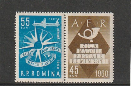 ROMANIA 1960 LP 508 a ZIUA MARCII POSTALE ROMANESTI MNH NESTAMPILATA