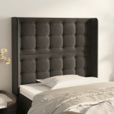 VidaXL Tăblie de pat cu aripioare gri &icirc;nchis 103x16x118/128 cm catifea